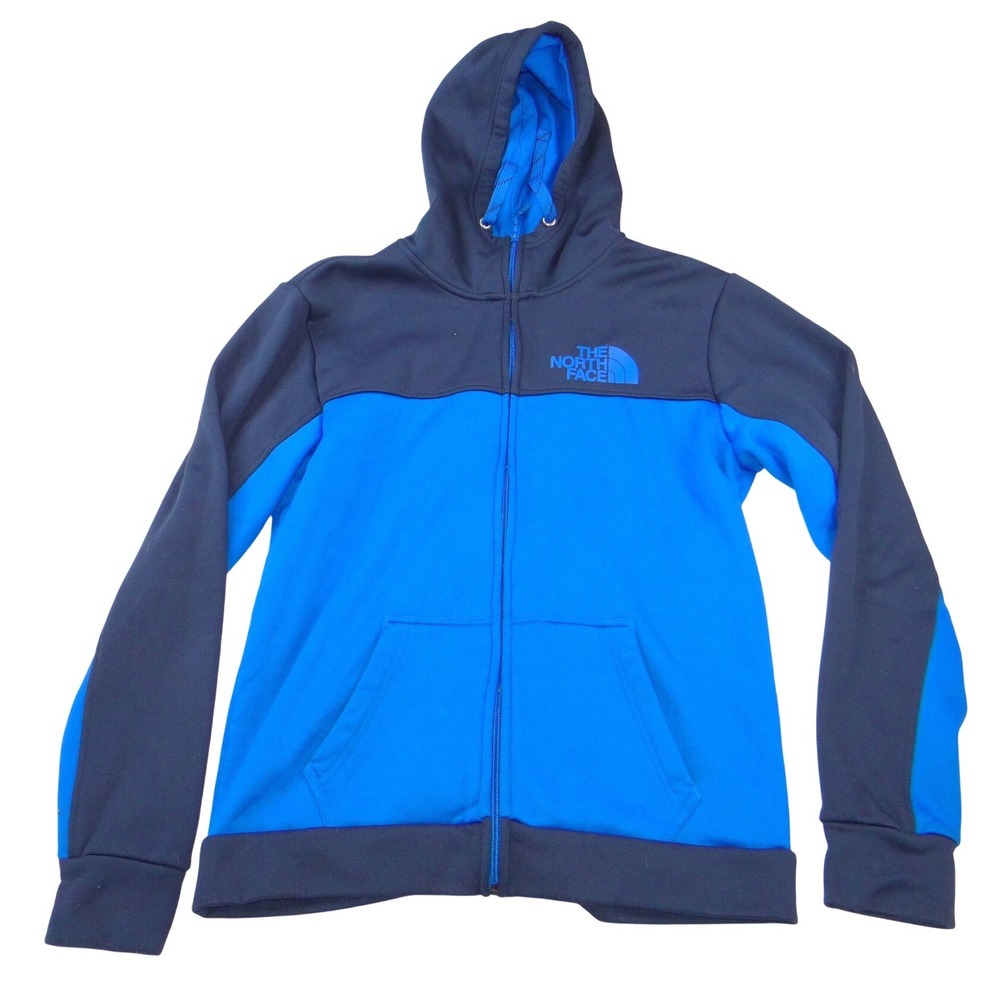 The North Face Mens Full Zip Hoodie Blue Colorblock Performance Fleece Size M